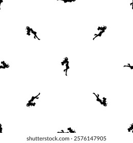 Seamless pattern of repeated black enchantress symbols. Elements are evenly spaced and some are rotated. Vector illustration on white background