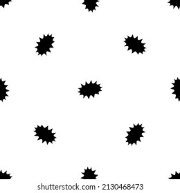 Seamless pattern of repeated black explosion symbols. Elements are evenly spaced and some are rotated. Vector illustration on white background