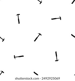 Seamless pattern of repeated black hammer symbols. Elements are evenly spaced and some are rotated. Vector illustration on white background