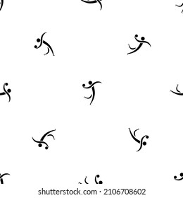 Seamless pattern of repeated black handball symbols. Elements are evenly spaced and some are rotated. Vector illustration on white background