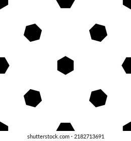 Seamless pattern of repeated black hexagon symbols. Elements are evenly spaced and some are rotated. Vector illustration on white background