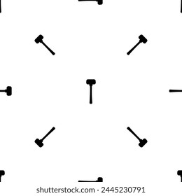 Seamless pattern of repeated black mallet symbols. Elements are evenly spaced and some are rotated. Vector illustration on white background
