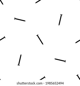 Nahtloses Muster der wiederholten schwarzen Nagelsymbole. Die Elemente sind gleichmäßig verteilt und einige werden gedreht. Vektorgrafik auf weißem Hintergrund