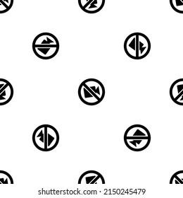 Seamless pattern of repeated black no video symbols. Elements are evenly spaced and some are rotated. Vector illustration on white background