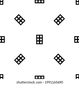 Seamless pattern of repeated black office building symbols. Elements are evenly spaced and some are rotated. Vector illustration on white background