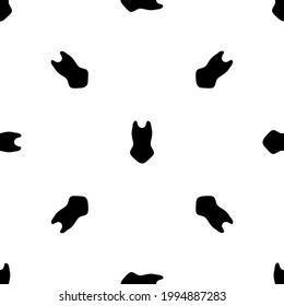 Patrón sin fisuras de los repetidos símbolos negros de trajes de baño de una pieza. Los elementos están separados por igual y algunos rotan. Ilustración del vector sobre fondo blanco