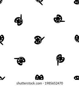 Patrón sin brillo de los repetidos símbolos de la paleta negra. Los elementos están separados por igual y algunos rotan. Ilustración del vector sobre fondo blanco