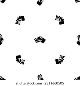 Seamless pattern of repeated black playing cards symbols. Elements are evenly spaced and some are rotated. Vector illustration on white background