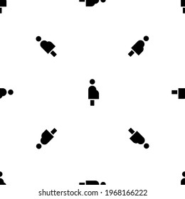 Seamless pattern of repeated black pregnant woman symbols. Elements are evenly spaced and some are rotated. Vector illustration on white background