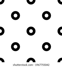 Seamless pattern of repeated black record media symbols. Elements are evenly spaced and some are rotated. Vector illustration on white background