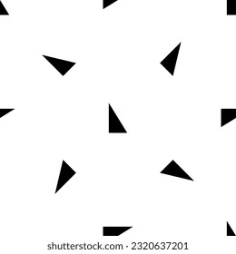 Seamless pattern of repeated black right triangle symbols. Elements are evenly spaced and some are rotated. Vector illustration on white background