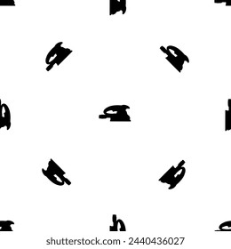 Seamless pattern of repeated black sanding machine symbols. Elements are evenly spaced and some are rotated. Vector illustration on white background