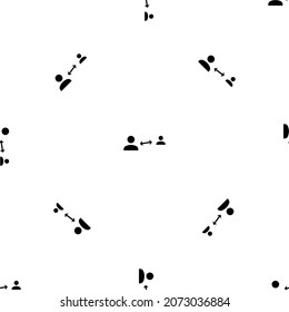 Seamless pattern of repeated black social distance symbols. Elements are evenly spaced and some are rotated. Vector illustration on white background