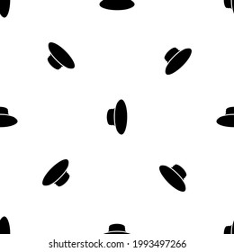 Seamless pattern of repeated black speaker symbols. Elements are evenly spaced and some are rotated. Vector illustration on white background