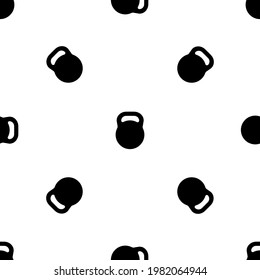 Seamless pattern of repeated black sports weight symbols. Elements are evenly spaced and some are rotated. Vector illustration on white background