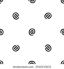 Seamless pattern of repeated black at symbols. Elements are evenly spaced and some are rotated. Vector illustration on white background