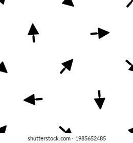 Seamless pattern of repeated black trowel symbols. Elements are evenly spaced and some are rotated. Vector illustration on white background