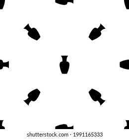 Seamless pattern of repeated black vases. Elements are evenly spaced and some are rotated. Vector illustration on white background