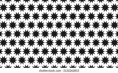 Seamless pattern. Repeated black and white star motif. Simple pattern design. Can be used for posters, brochures, postcards, and other printing needs. Vector illustration