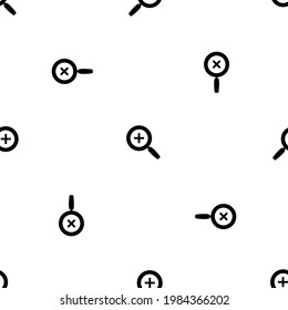Seamless pattern of repeated black zoom in symbols. Elements are evenly spaced and some are rotated. Vector illustration on white background