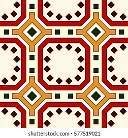 Seamless pattern with repeated geometric figures. Ornamental abstract background. Gems motif. Digital paper, textile print, page fill. Vector art illustration