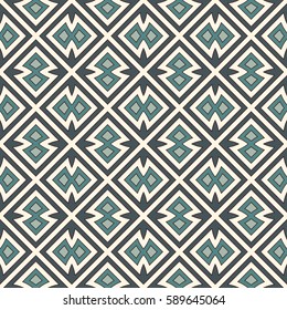 Seamless pattern with repeated geometric forms. Ornamental abstract background. Ethnic and tribal motifs. Digital paper, textile print, page fill. Vector art