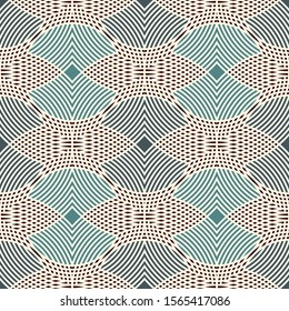 Seamless pattern with repeated hatched overlapping circles. Openwork surface texture. Round links motif. Geometric abstract background. Delicate digital paper, textile print, page fill. Vector art