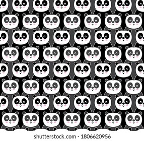 Patrón transparente con pandas repetidos. Textura colorida para tela o diseño con pandas.