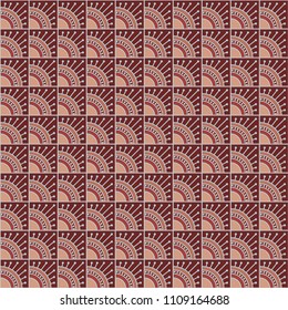 Seamless pattern with repeated squares with stylised quarter circular flower shapes