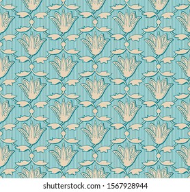 seamless pattern with repeated stylised tulips