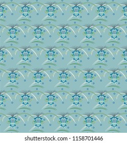 seamless pattern with a repeated stylized samurai face, Japanese style