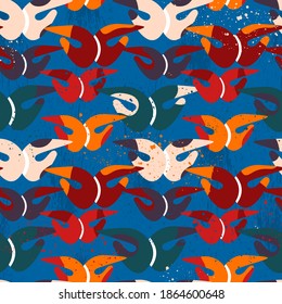 Seamless pattern with repeating abstract pattern of butterflies
