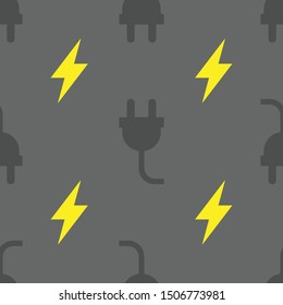 Seamless pattern repeating with charging connectors power electric in grey background