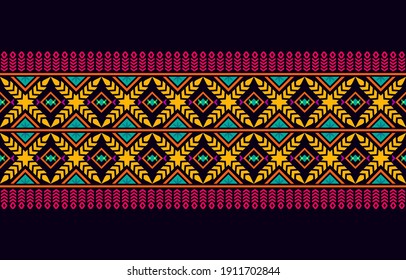 Seamless pattern repeating design with geometric shapes.