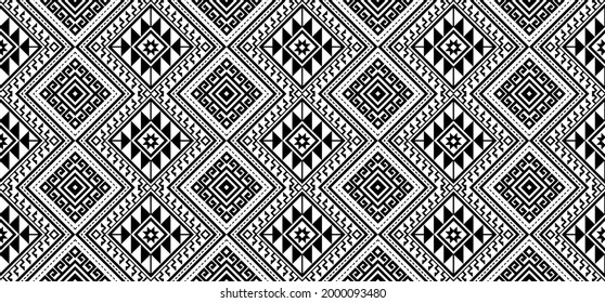 Seamless pattern repeating design with geometric shapes.