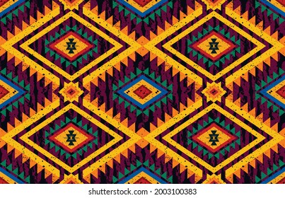 Seamless pattern repeating design with geometric shapes.
