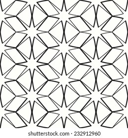 Seamless pattern with repeating eight-pointed star. Monochrome illustration