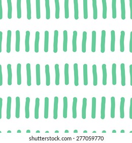 Seamless pattern with repeating elements freehand drawing vertical short rods similar to the worms in a row facing the green on a white background