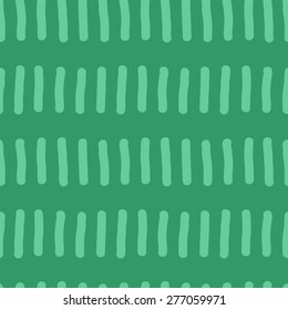 Seamless pattern with repeating elements freehand drawing vertical short rods similar to the worms in a row facing the green light on a dark green background