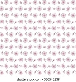 Seamless pattern with repeating flowers and leaves on the white (transparent) background. Vector eps illustration