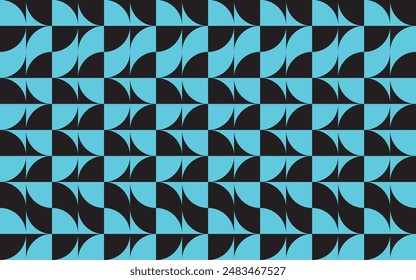 Seamless pattern of repeating geometric elements combination of black and blue colors
