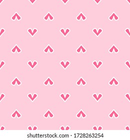 Seamless pattern with repeating hearts. Cute flat vector illustration.