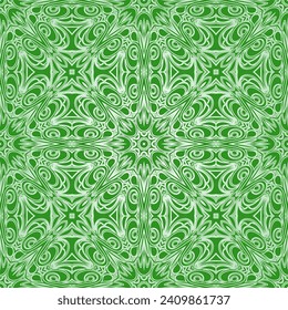 Seamless pattern, repeating lace texture for textile fabric print. Doodle line background with geometric and floral elements. Vector.