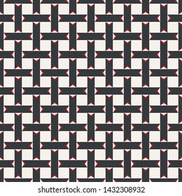 Seamless pattern. Repeating modern geometrical texture consisting of strips, small triangles, squares. Vector element of graphical design