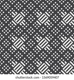 Seamless pattern. Repeating modern geometrical texture consisting of strips, rhombuses, triangles. Vector element of graphical design
