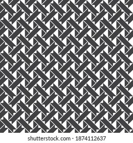 Nahtloses Muster. Wiederholung der modernen geometrischen Struktur bestehend aus Streifen, kleinen Dreiecken, Hombusse, Diamanten. Vektorelement des grafischen Designs