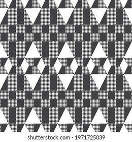 Seamless pattern. Repeating modern geometrical texture consisting of small triangles, rhombuses, diamonds. Vector element of graphical design