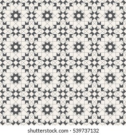 Seamless pattern. Repeating modern stylish geometrical texture with linear rhombus grids, stars, outline square. Vector contemporary design