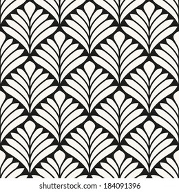 Seamless pattern. Repeating ornament with stylized leaves. Geometric stylish background. Vector repeating texture