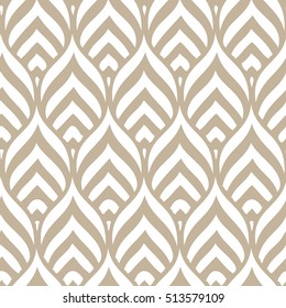 Seamless pattern. Repeating ornament with stylized leaves. Geometric stylish background. Vector repeating texture